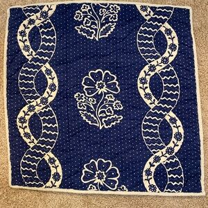 Blue and Cream Floral Stitched Shams